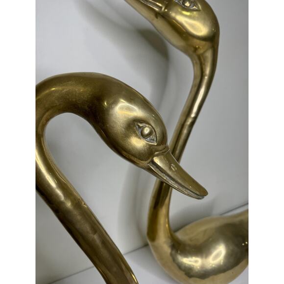Stunning Pair Of Very Large Mid Century Modern Hollywood Regency Brass Swans, So - Picture 6 of 10